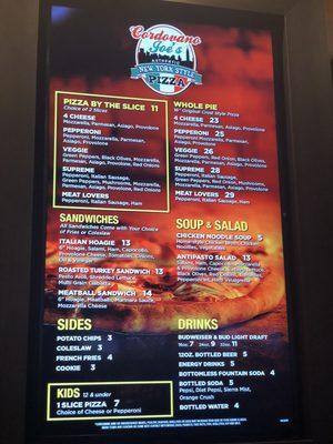 Menu for this new pizza joint at Westgate