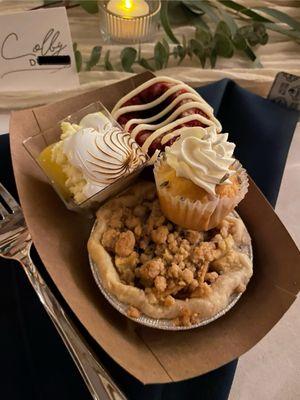 Assorted baked goods for dessert