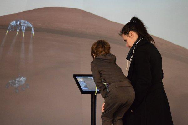 Exploring the Mars landscape using the Interactive Panorama exhibit.