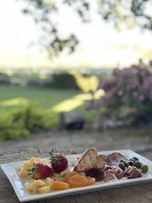 Our afternoon appetizer tray as we sat outside on our patio.