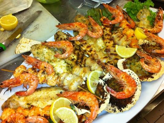 Family style Grilled Seafood  platter