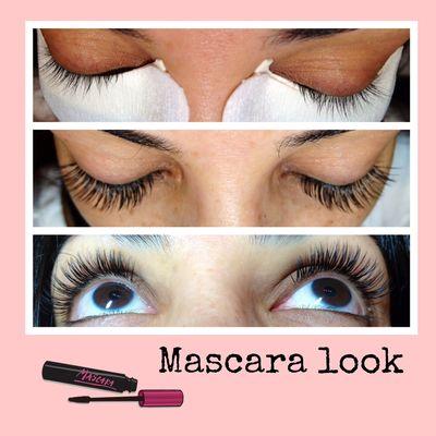 Wake up in your makeup! This Mascara look created by eyelash extensions will last much longer than mascara with no mess!