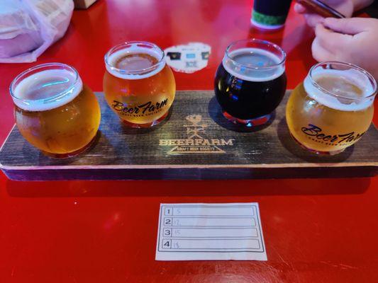 Flight (Quadruple IPA, American IPa, Black Lager, New Zealand Hop IPA)