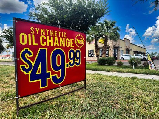 Engine oil change $49.99
Up to 5 quarts oil