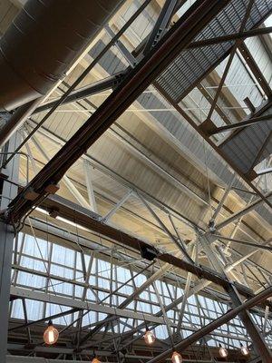 The ceiling. Gives a feeling of space and you feel really like you are at a brewery