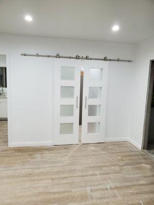 Custom barn door and installation