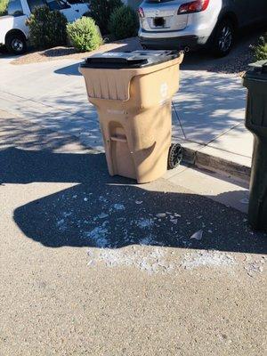 Shattered glass in front of our home. Not even enough courtesy to clean it up. One job, just one. There's the integrity.