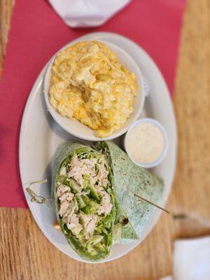 Chicken Caesar wrap & Mac & cheese