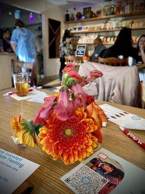 04.13.23 Beautiful colorful fresh flowers on the tables.