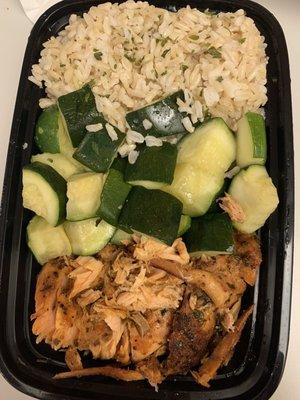 salmon, zucchini, brown rice