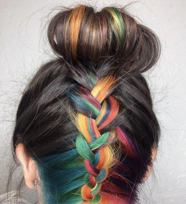 My hidden rainbow looks so cool in a braid!