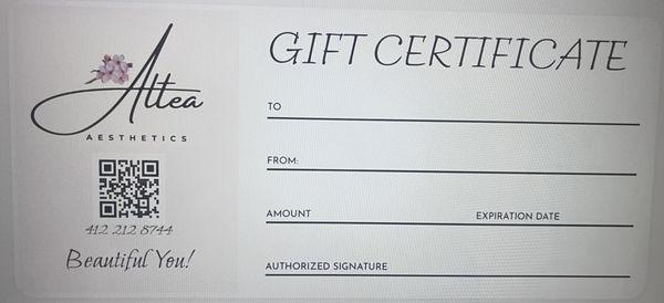 Altea Gift Certificates are the perfect gift for the Holiday!