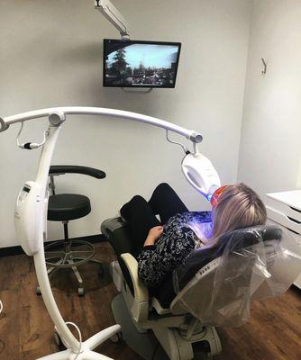 One of our amazing patients getting her zoom whitening done!