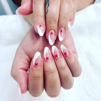 Valentines nails design with acrylic.