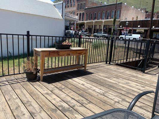 Patio seating on a beautiful day