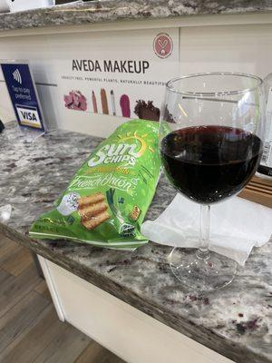 Wine and snack! What a great treat at the end of a long day