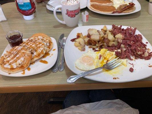 Corn Homemade Corned Beef Hash, and Caramel Apple Pancakes