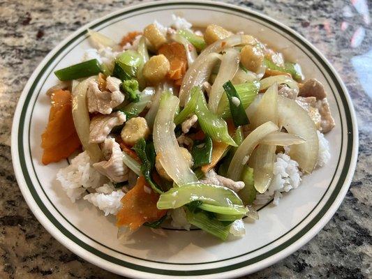 Pad Nam Hoi with Pork: a fine stir fry dish...