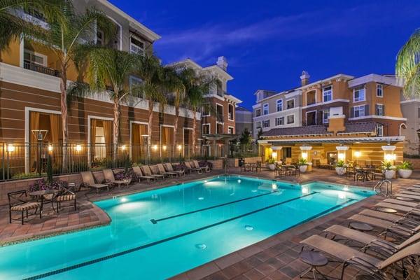 Relaxing lap pool and spa at The Verdant Apartments in San Jose, CA