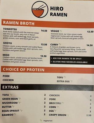 Menu Ramen