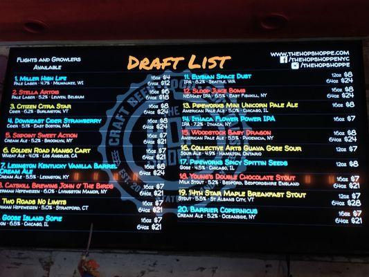 Beer menu