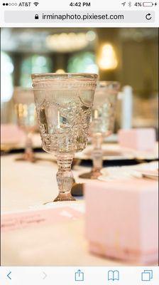 Close up of the beautiful blush goblets (my favorite ;))