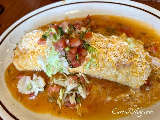 Smothered beef and bean burrito $10.98