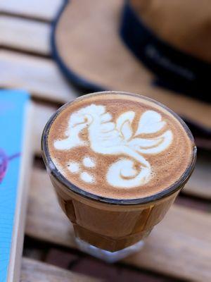 beautiful latte art on my cortado