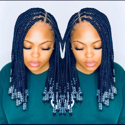 Knotless braids with beads