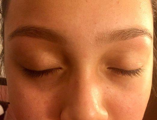 Eyebrow threading $10.  I asked for them to be thicker yet cleaned up for my 11 year old.  Spot on!