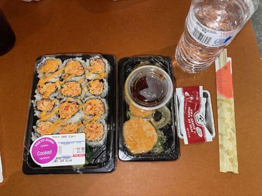 Spicy Crab Roll and Veggie Vegetable Tempura