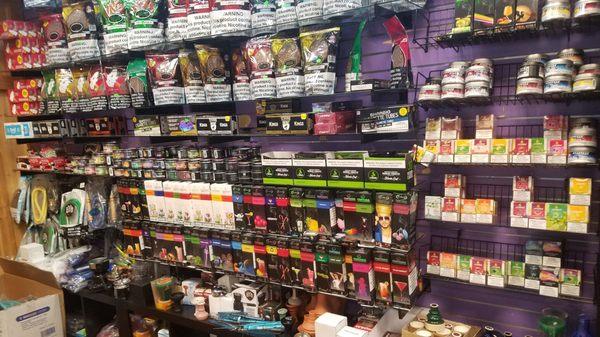 Hookahs, tobacco, walk in cigar humidor, lots of vape supplies, incense, accessories and more. Very Plus big selections of CBD.