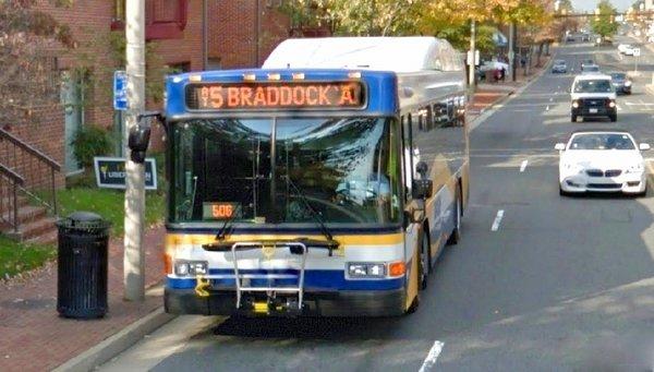 Duke St and S Peyton St bus station near the office of Alexandria dentist Alonzo Bell DDS