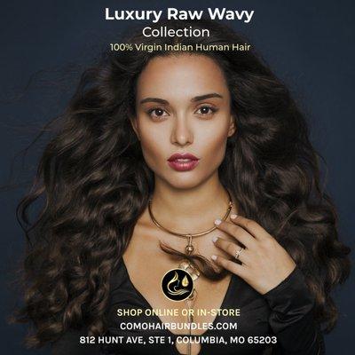 CoMo Luxury Raw Natural Wavy Hair Extensions. The highest quality 100% Virgin Indian human hair.