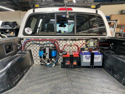 Battery relocation and 2nd battery system added along with an ARB air compressor.