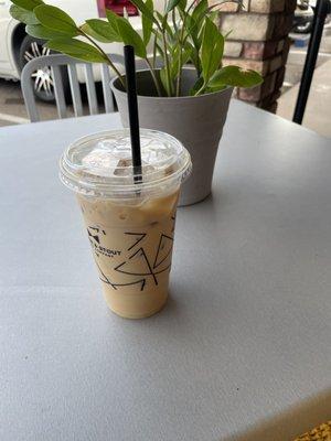 Iced lavender white espresso macchiato