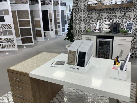 Newly remodeled Show room at Marazzi Tile & Stone #mauriciosstonecraft #countertops #quartzcountertops #quartzitecountertops #dfw