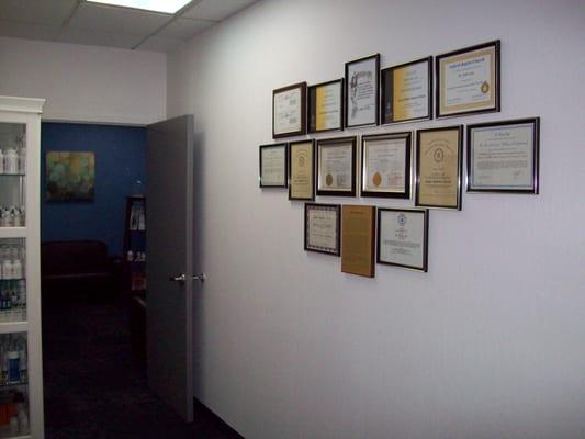 Doctor's Certificates of Board Certifications and Achievements