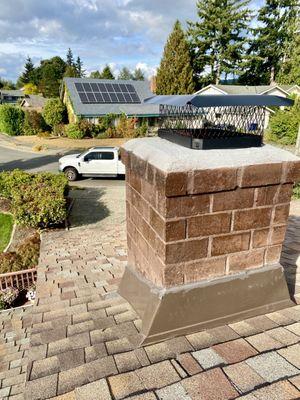 Chimney Flashing Replacement, Crown Repair, Brick Repair and Cap installation.