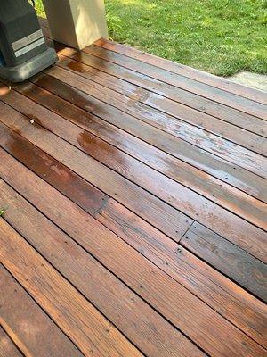 uneven stain on my deck.  Whole deck needs to be remanded