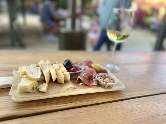 Charcuterie Board and Glass of wine