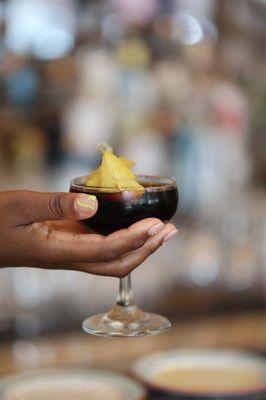 Black Manhattan - rye infused with nutmeg, averna, sweet vermouth