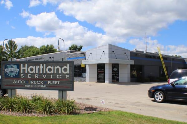 Hartland Service on the corner of Industrial Drive and Cottonwood Ave in Hartland, Wisconsin.