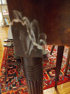 Antique Mahogany gate leg table - leg broken off and covered with liquid nails