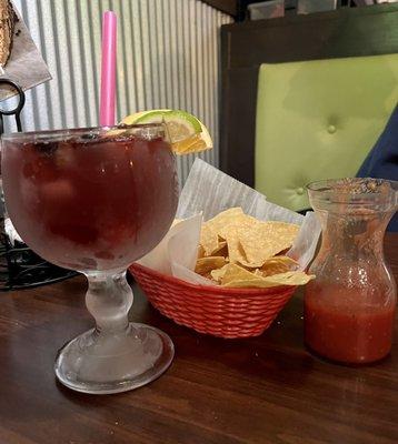 Sangria with chips and salsa