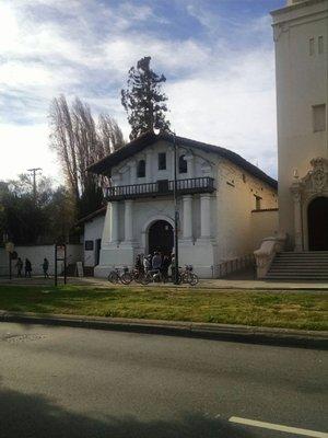 Old Mission on left, Basilica on right.