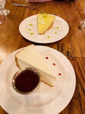 Key lime pie and cheesecake