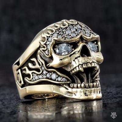 Fireskull ring from the Jawbone Collection. 14K gold w/genuine diamonds.