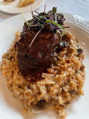 Braised short rib with risotto.