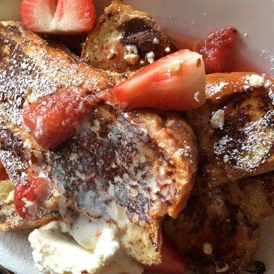 French toast with strawberries and whipped cream. Creekwood brunch is delicious!